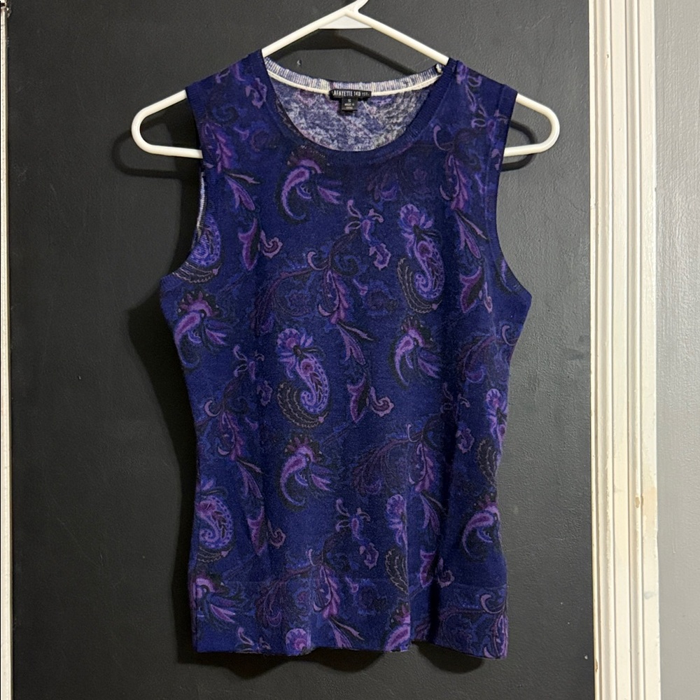 LAFAYETTE 148 100% Cashmere Sleeveless Paisley Top Size: S